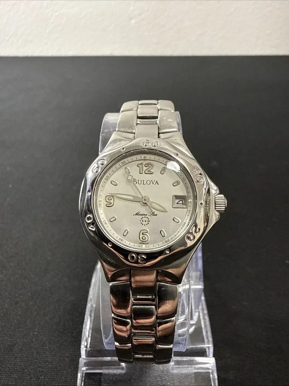 2001 Women’s Bulova Marine Star 96M25 Wristwatch New Battery Good Shape! (B11)